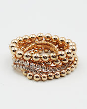 Load image into Gallery viewer, Metal Ball and Rhinestone Stretch Bracelet Set
