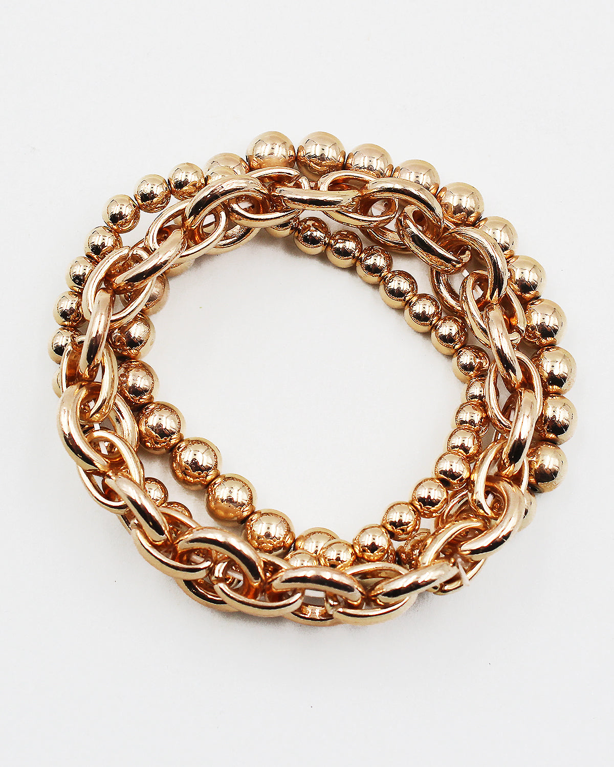 Triple Layered Ball & Chain Link Stretch Bracelet Sam Moon Trading