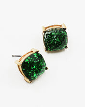 Load image into Gallery viewer, Glitter Faceted Stone Square Stud Earrings
