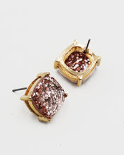 Load image into Gallery viewer, Glitter Faceted Stone Square Stud Earrings
