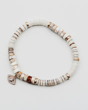 Load image into Gallery viewer, Heishi Disc Bracelet with Rhinestone Evil Eye Charm
