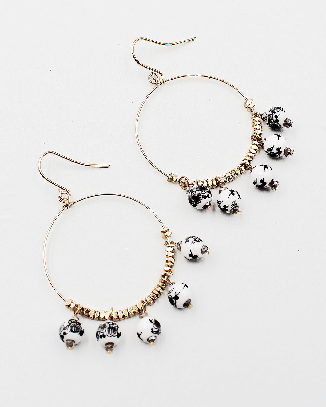 Flower Printed Resin Bead Earrings