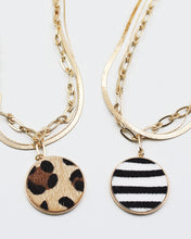 Load image into Gallery viewer, Animal Print Calf Skin Pendant Gold Chain Necklace
