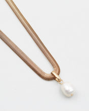 Load image into Gallery viewer, Snake Chain Necklace with Pearl Charm

