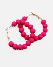 Load image into Gallery viewer, Colored Wooden Ball Open End Hoop Earrings
