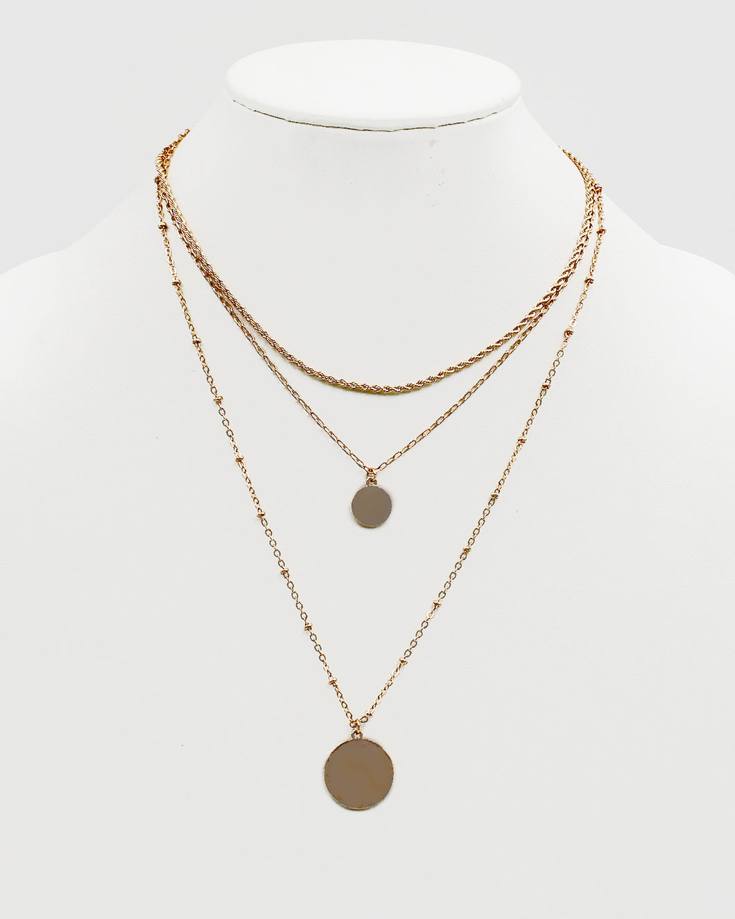 Textured Metal Coin Necklace