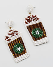 Load image into Gallery viewer, Coffee Drink Cup Beaded Earrings

