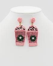 Load image into Gallery viewer, Coffee Drink Cup Beaded Earrings
