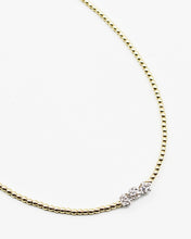 Load image into Gallery viewer, Gold Beaded Choker Chain with Triple Rhinestone Charms
