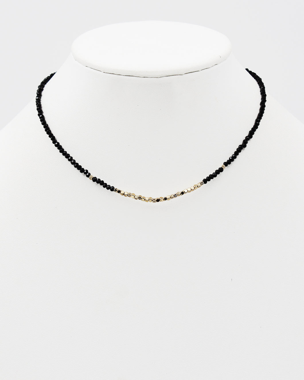 Faceted Crystal Beaded Choker with Gold Tone Metal Beads