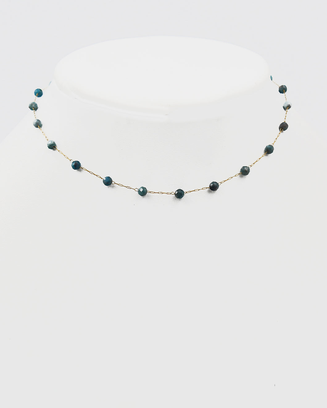 Faceted Stone Beaded Delicate Choker Chain