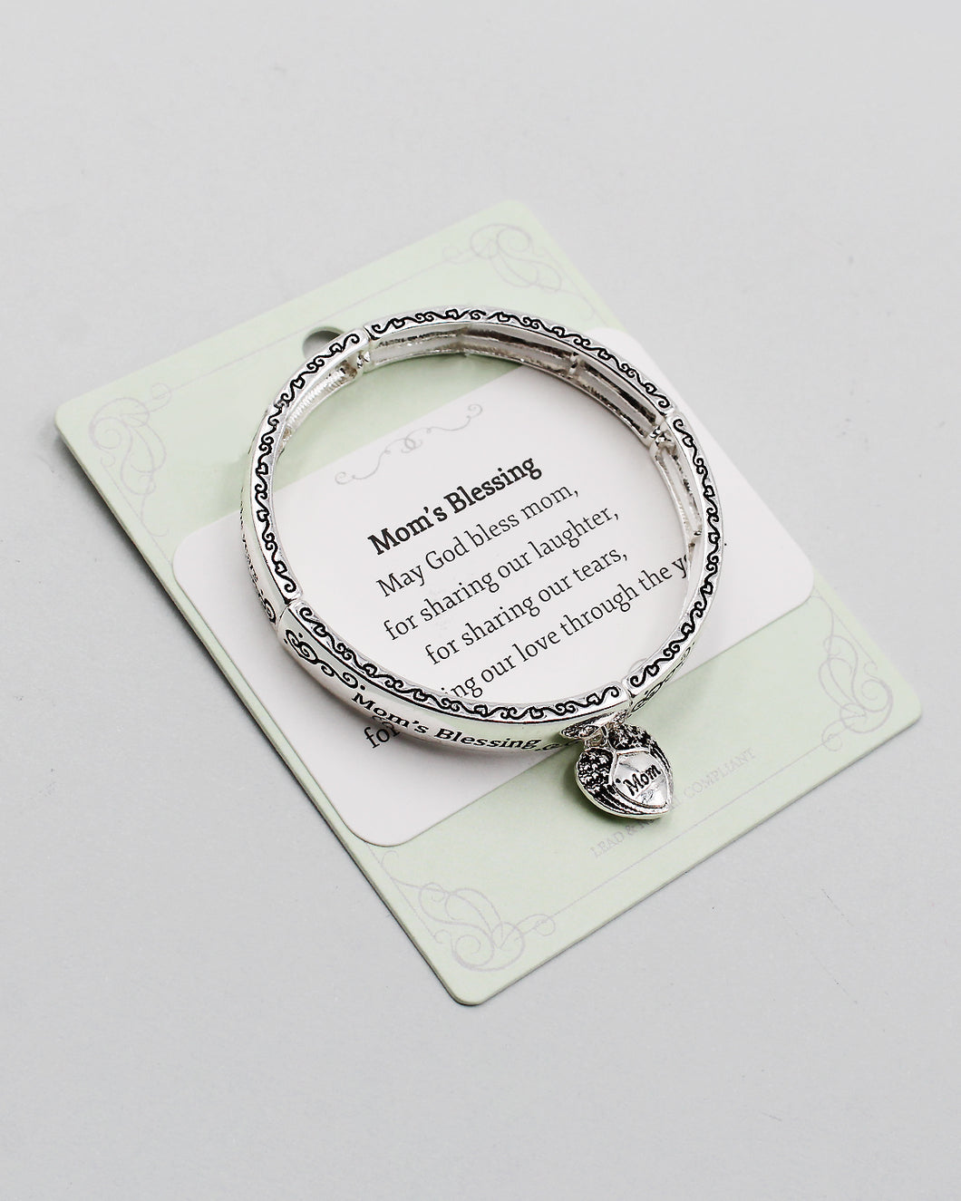 Mom's Blessing Stretch Bangle Bracelet with Charm