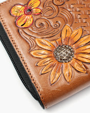 Load image into Gallery viewer, Flower Stamped Leather Wallet
