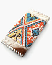 Load image into Gallery viewer, Boho Print Fabric &amp; Cow Hide Wallet
