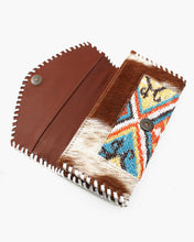 Load image into Gallery viewer, Boho Print Fabric &amp; Cow Hide Wallet
