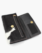 Load image into Gallery viewer, Stamped Leather Wallet with Cow Hide Flap
