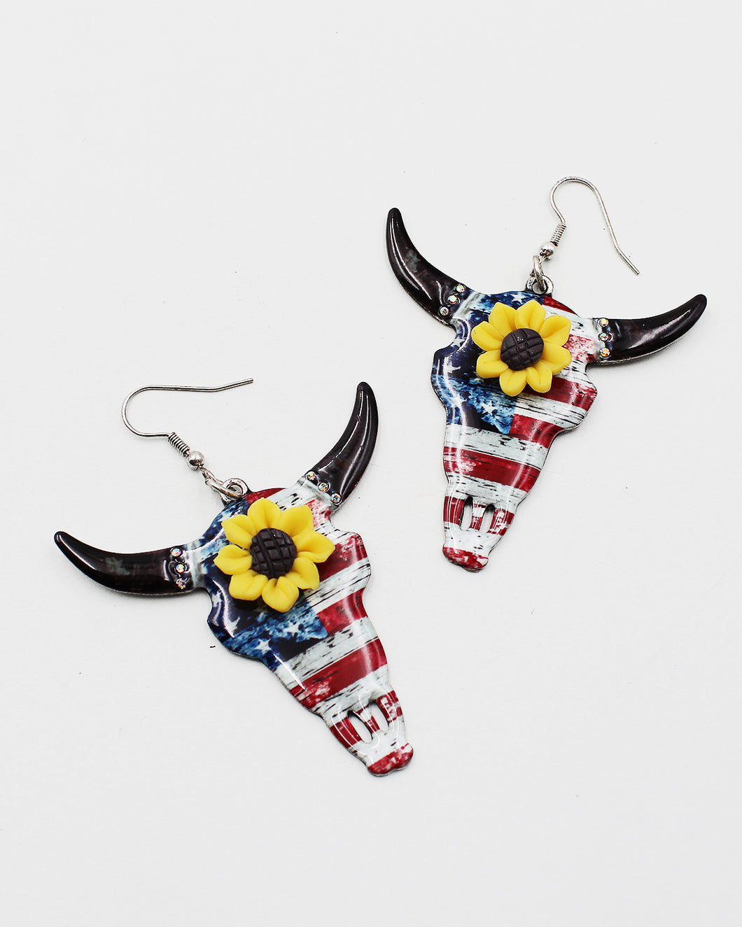 American Flag Bull Head with Sunflower