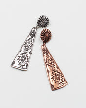 Load image into Gallery viewer, Metal Aztec Inverted Triangle Earrings
