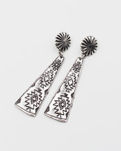 Load image into Gallery viewer, Metal Aztec Inverted Triangle Earrings
