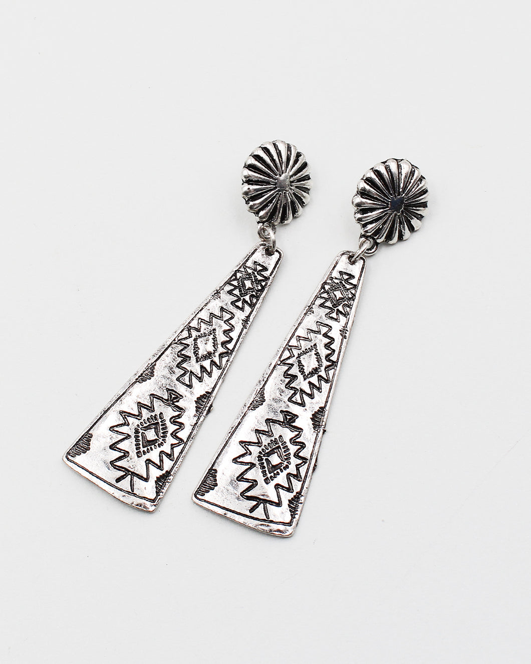 Metal Aztec Inverted Triangle Earrings