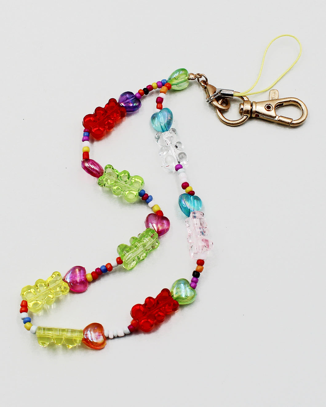 Beaded Strap with Key Chain Clip and Cell Phone Case Connector
