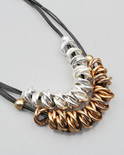 Load image into Gallery viewer, Metal Ring Necklace with Leather Chain
