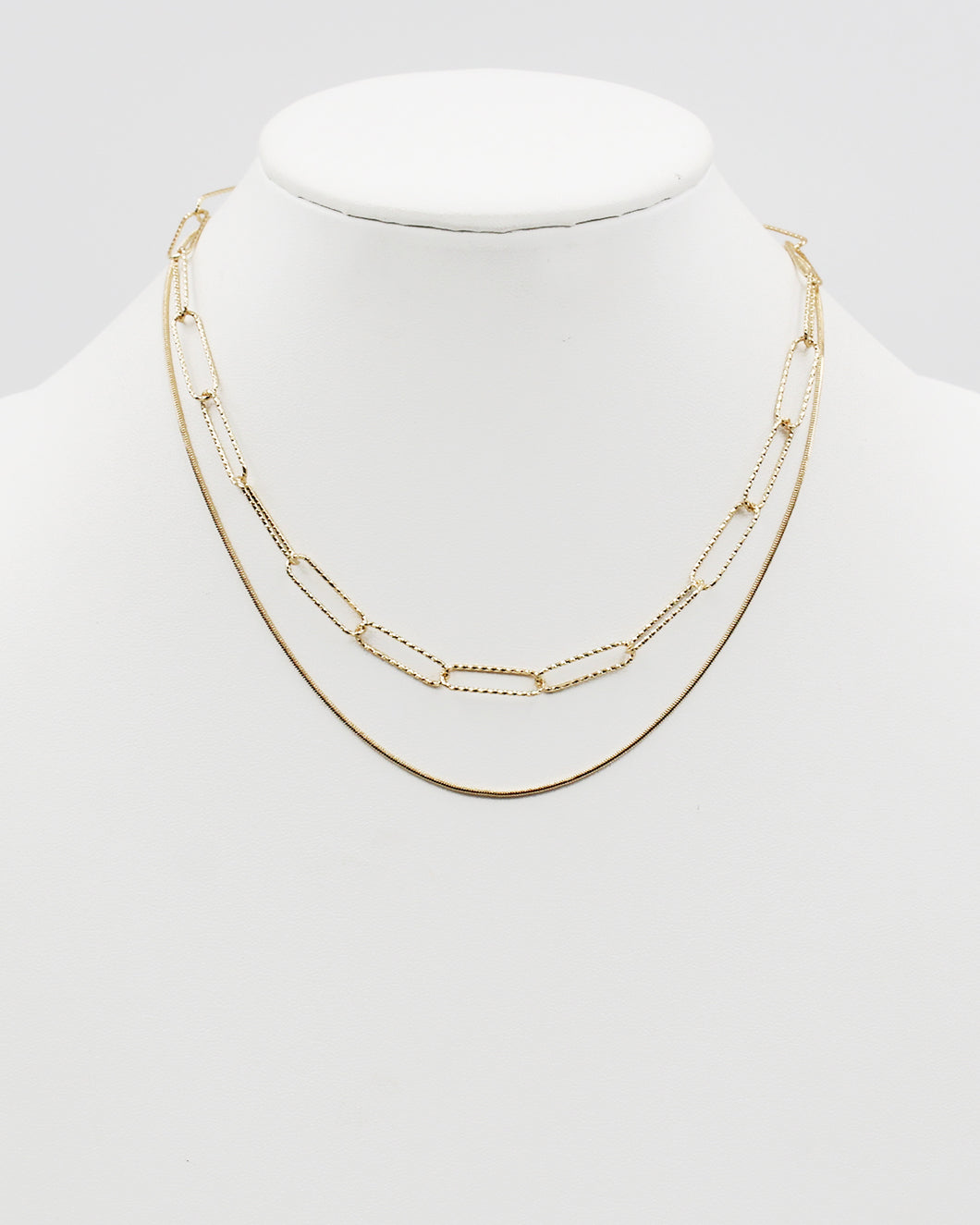 Paper Clip Layered Chain Necklace