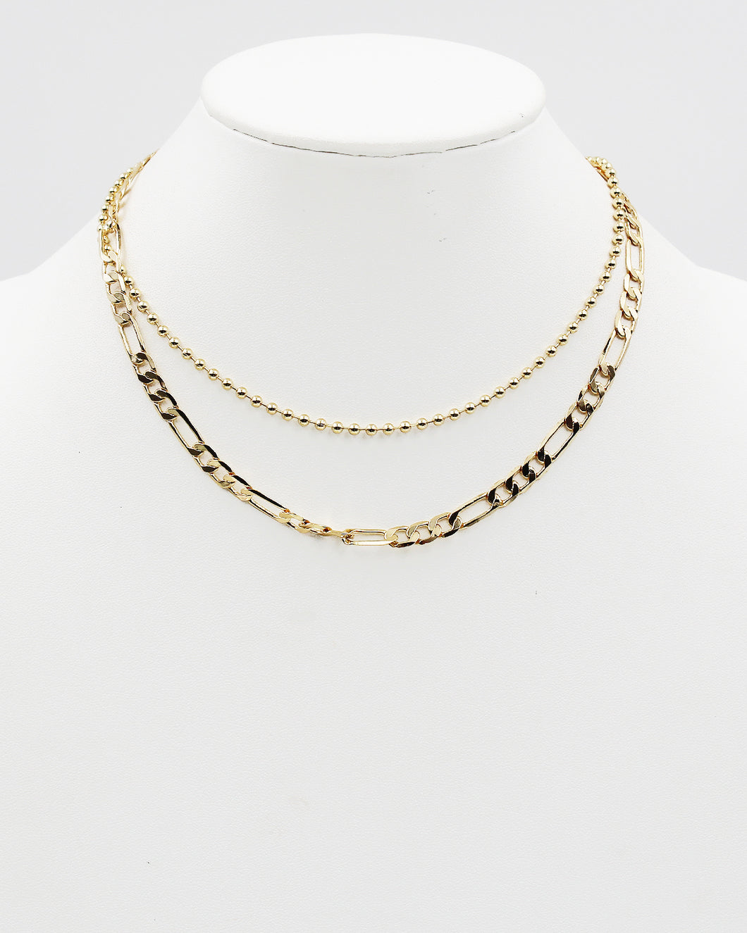 Double Layered Flat Anchor Metal Chain Necklace