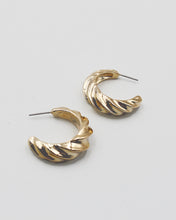 Load image into Gallery viewer, Textured Metal Open End Hoop Earrings
