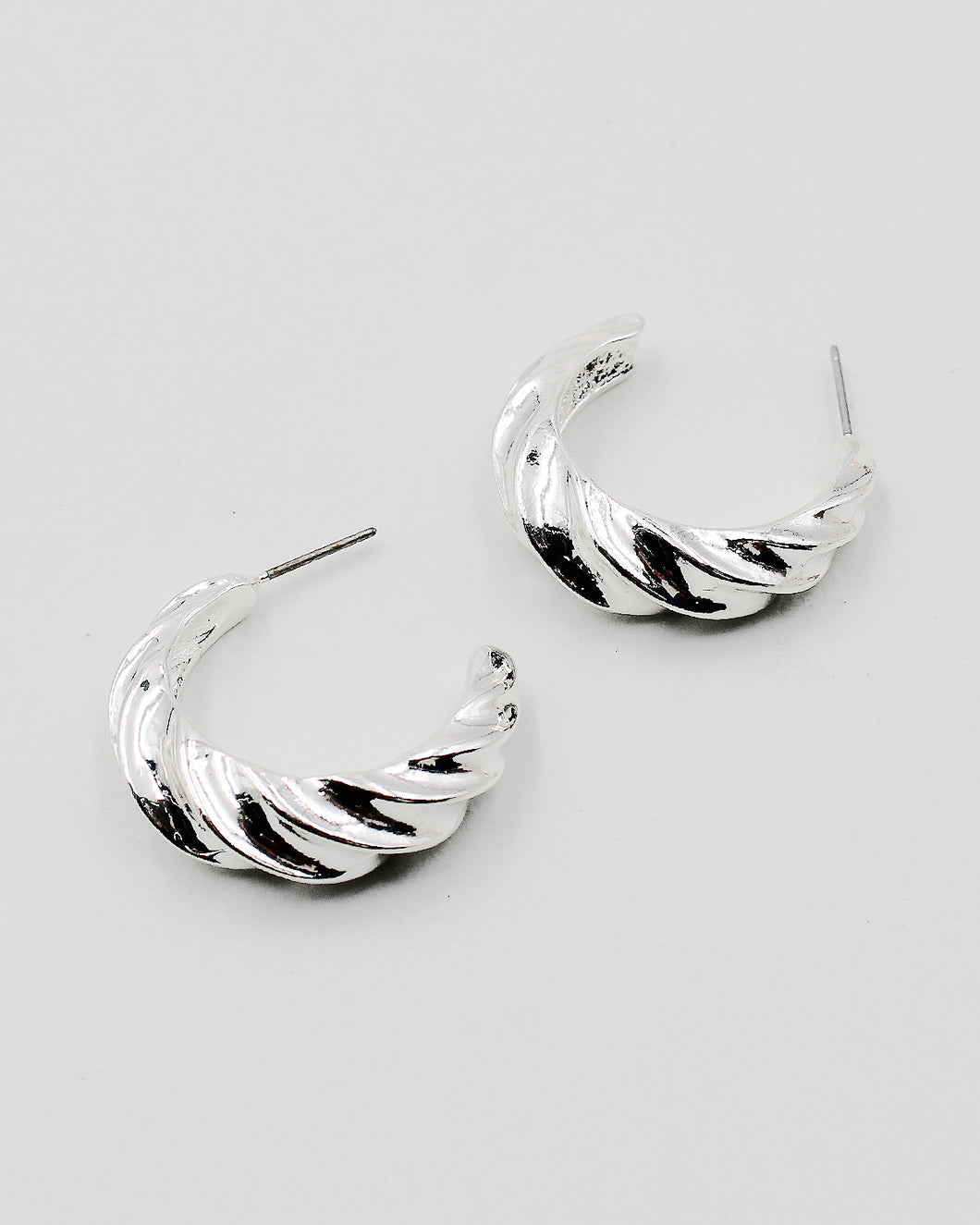 Textured Metal Open End Hoop Earrings