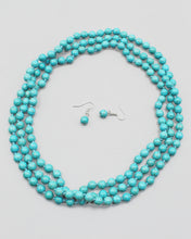 Load image into Gallery viewer, 60&quot; Turquoise Beaded Necklace Set
