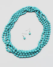 90" Turquoise Beaded Necklace Set