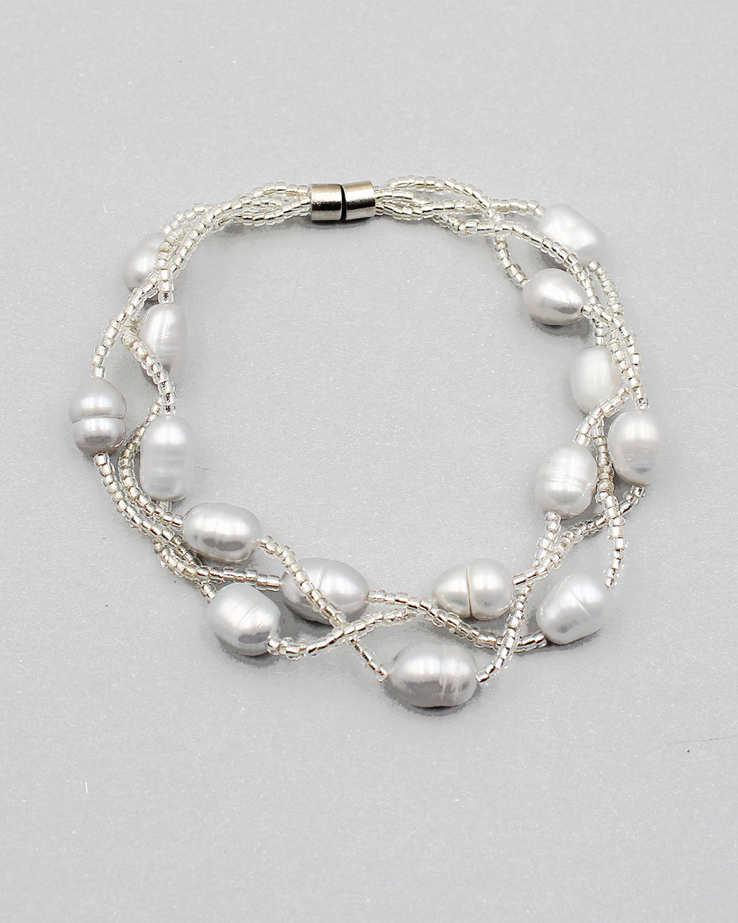 Triple Braided Elongated Pearl Bracelet