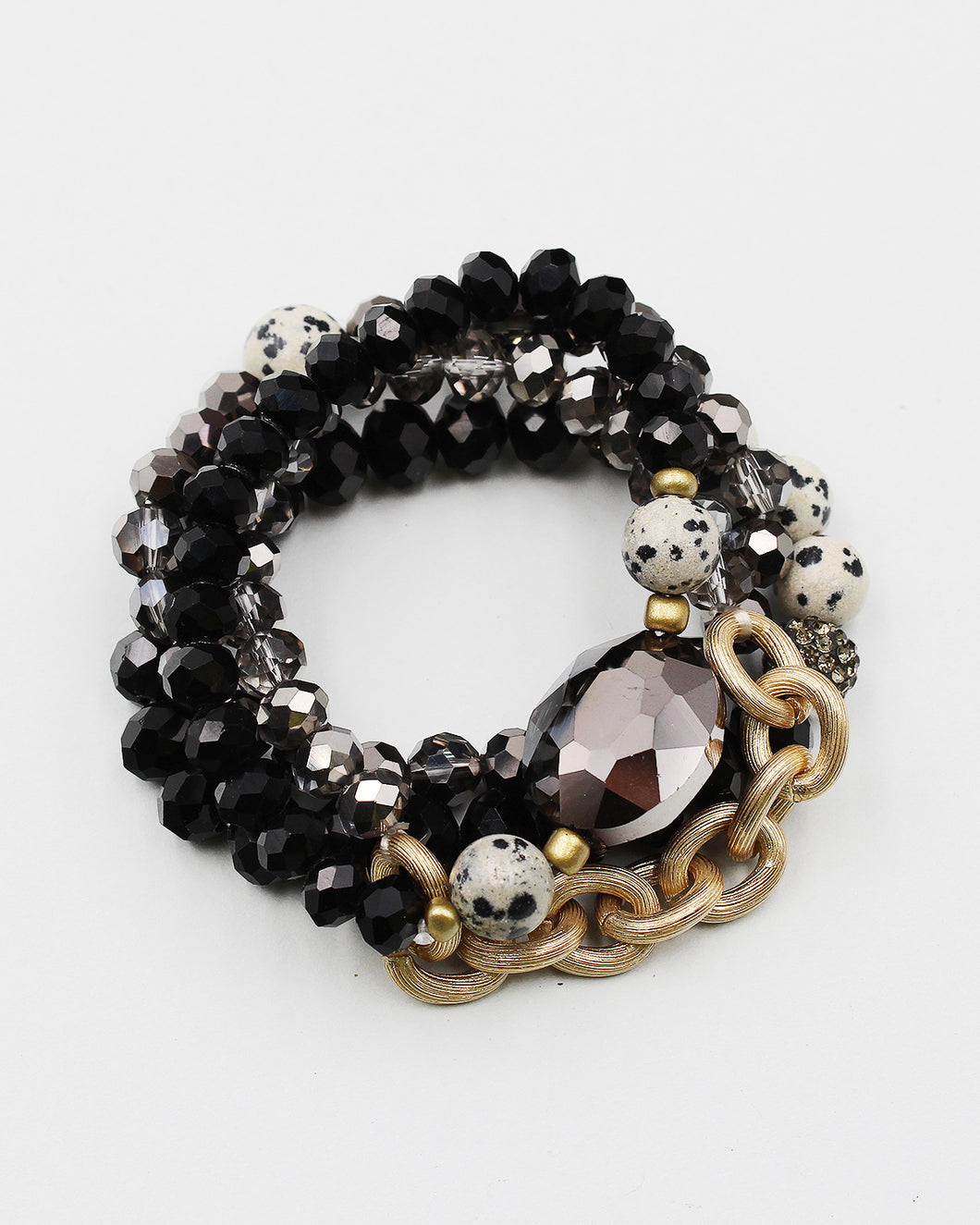 Precious Stone & Crystal Layered Bracelet Set