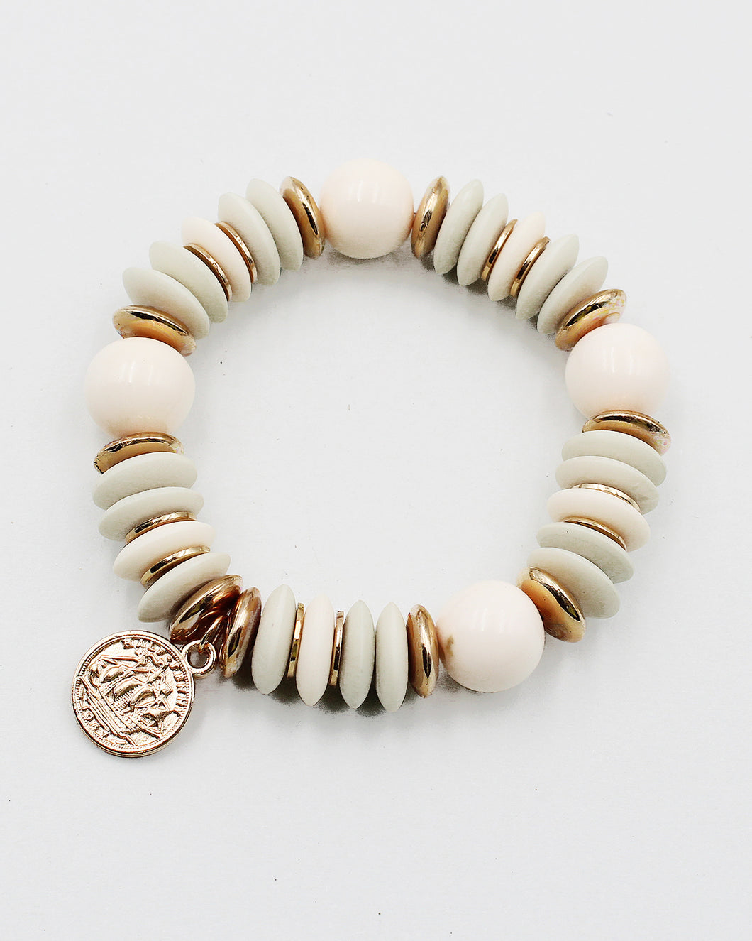 Golden Coin Charm Stretch Bracelet