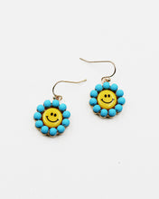 Load image into Gallery viewer, Flower Dangle Earrings with Smily Face
