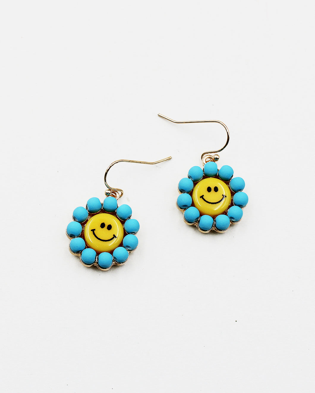 Flower Dangle Earrings with Smily Face