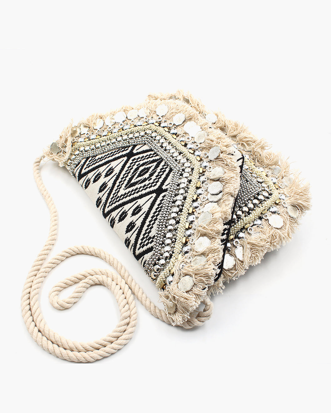 Bohemian Coin Clutch with Fringe