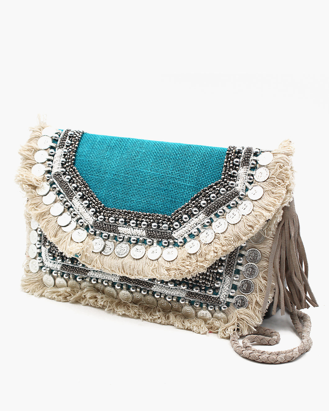 Bohemian Coin Clutch with Fringe