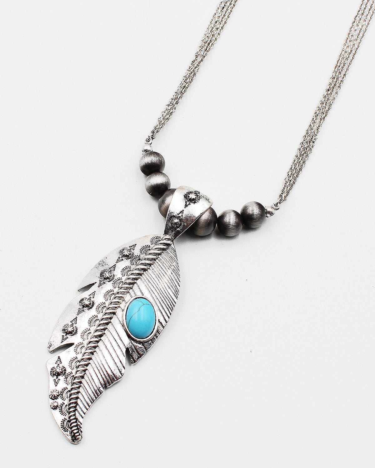 Metal Leaf Pendant Necklace Set with Turquoise Accent Sam Moon Trading