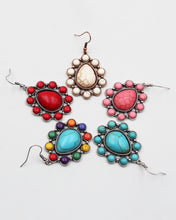 Load image into Gallery viewer, Floral Stone Dangle Earrings
