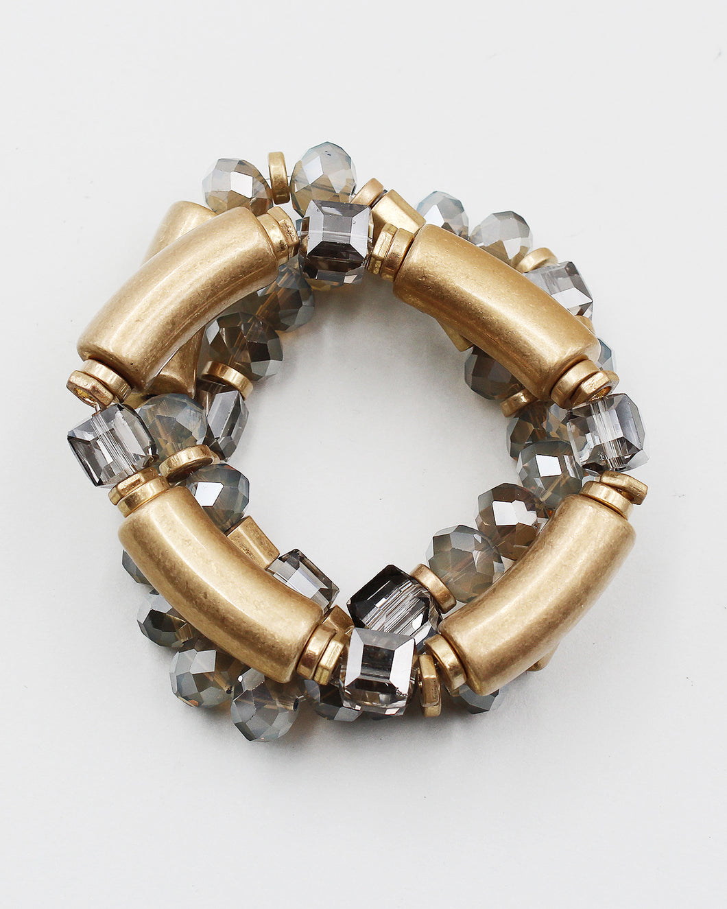 Gold Tone Metal & Crystal Bead Bracelet