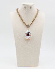 Load image into Gallery viewer, Gold Box Chain AB Tear Drop Stone Necklace Set
