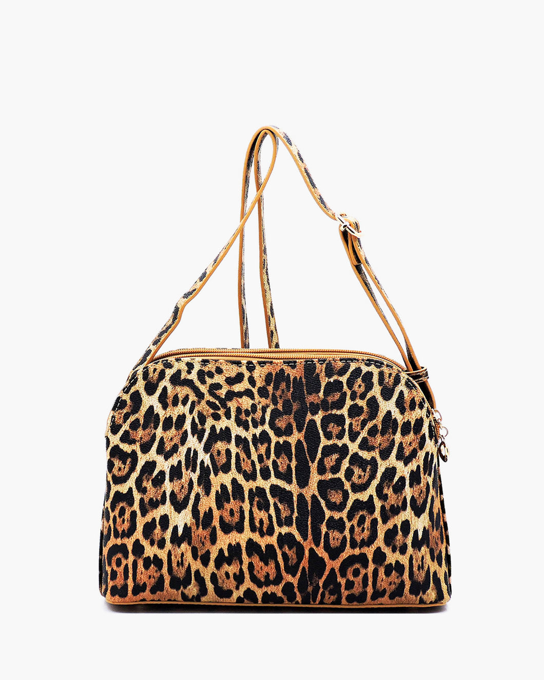 Tassel Front Leopard Print Front Zipper Shoulder/Crossbody Bag