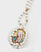 Load image into Gallery viewer, Cross &amp; Virgin Mary Print Crystal Long Beaded Necklace
